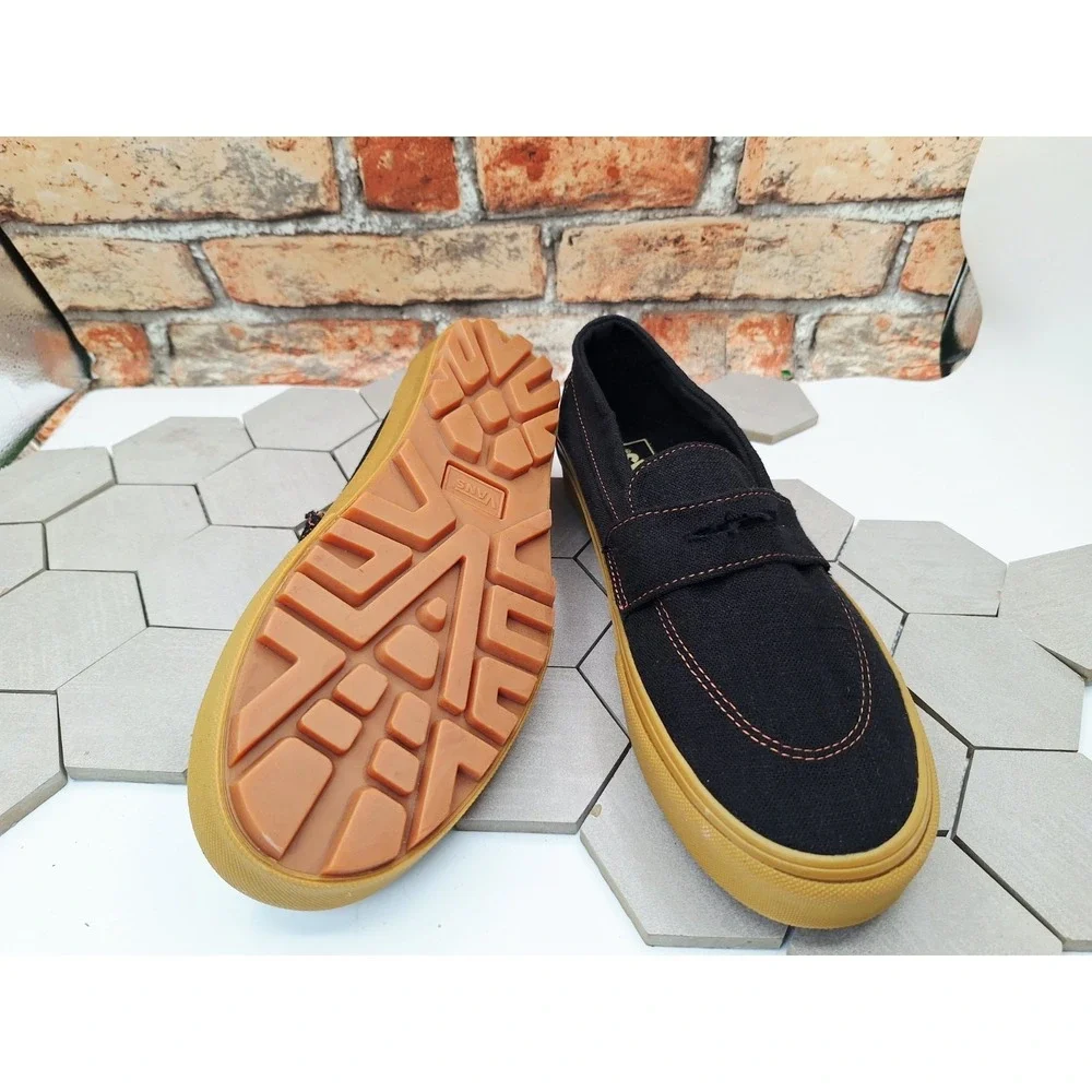 Vans Style 53 Heavy Canvas Black Gum Lug Sole Loafer Shoes Men's Size 11 Sneaker